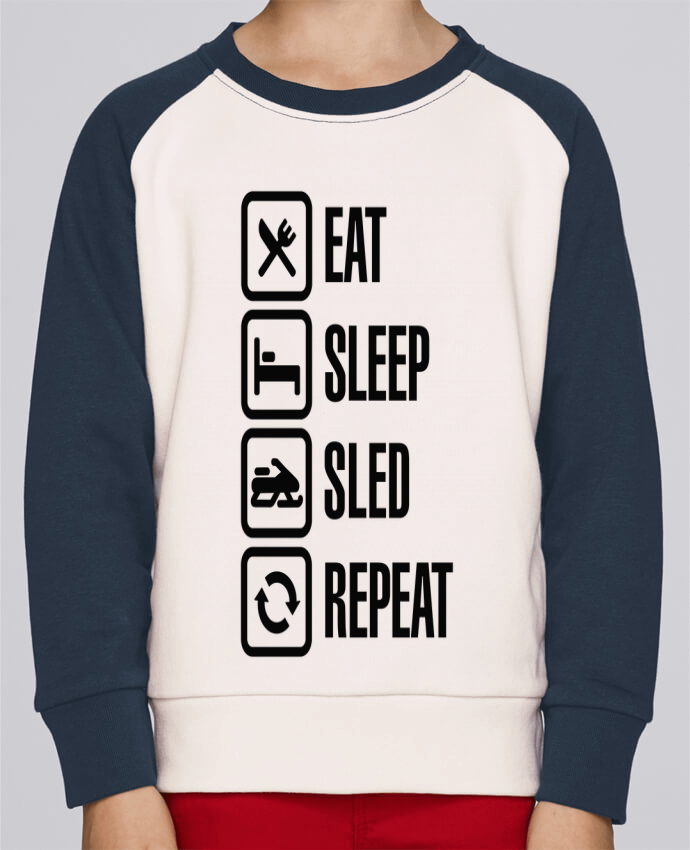 Sweatshirt Kids Round Neck Stanley Mini Contrast Eat, sleep, sled, repeat by LaundryFactory