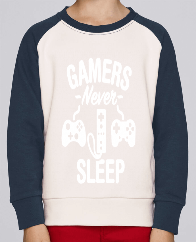 Sweatshirt Kids Round Neck Stanley Mini Contrast Gamers never sleep by LaundryFactory