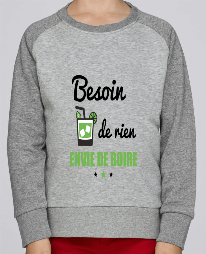 Sweatshirt Kids Round Neck Stanley Mini Contrast Besoin de rien, envie de boire by Benichan