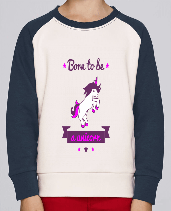 Sweatshirt Kids Round Neck Stanley Mini Contrast Born to be a unicorn by Benichan