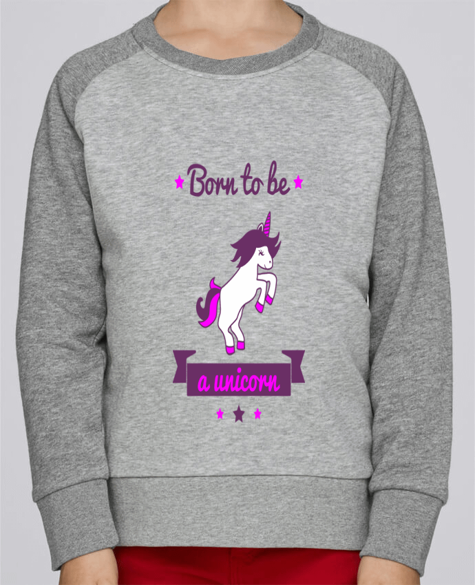 Sudadera Cuello Redondo Manga en Contraste Niño Mini Scouts Contraste Born to be a unicorn por Benichan