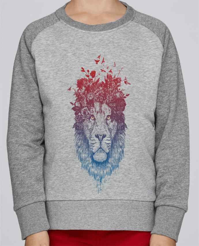 Sweatshirt Kids Round Neck Stanley Mini Contrast Floral lion III by Balàzs Solti