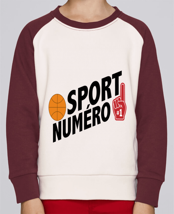 Sweatshirt Kids Round Neck Stanley Mini Contrast Sport numéro 1 Basket by tunetoo