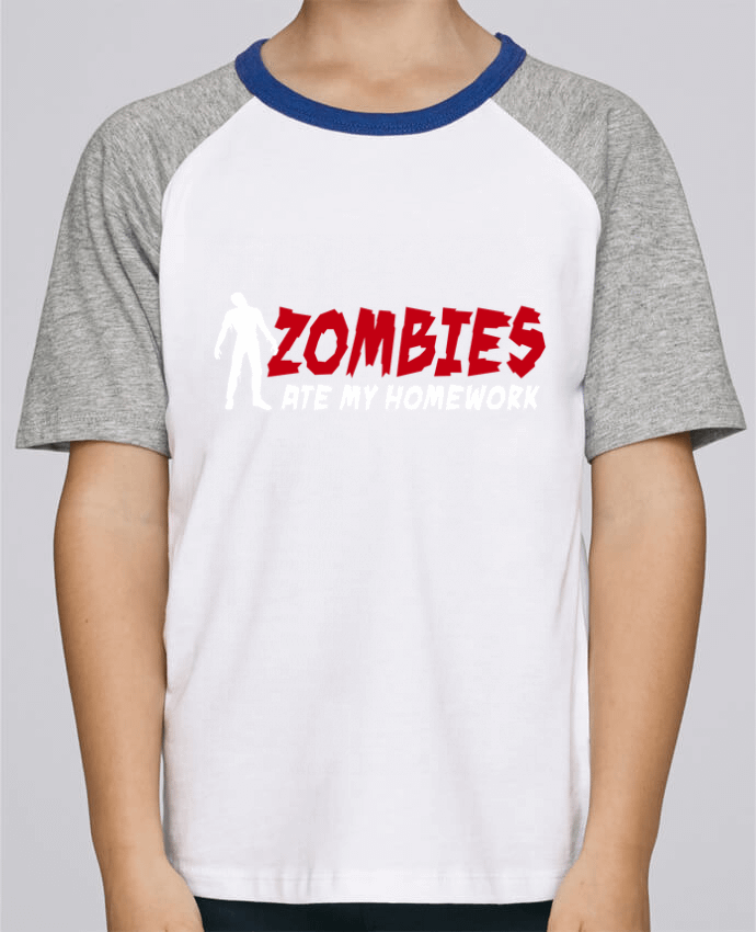 Camiseta de manga ranglan corta en contraste Stanley Mini Jump Short Sleeve Zombies ate my homework por LaundryFactory