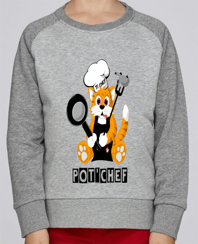 Sweatshirt Kids Round Neck Stanley Mini Contrast Chat Pot'Chef - typo by CoeurDeChoux