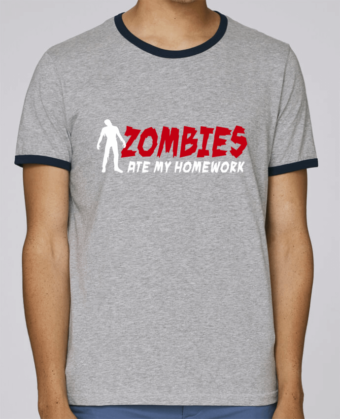 Stanley Contrasting Ringer T-Shirt Holds Zombies ate my homework pour femme by LaundryFactory