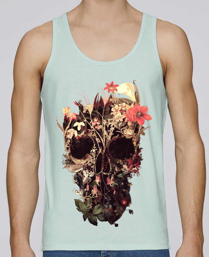 Tank Top Men Stanley Runs Organic cotton Bloom Skull by ali_gulec 100% coton bio