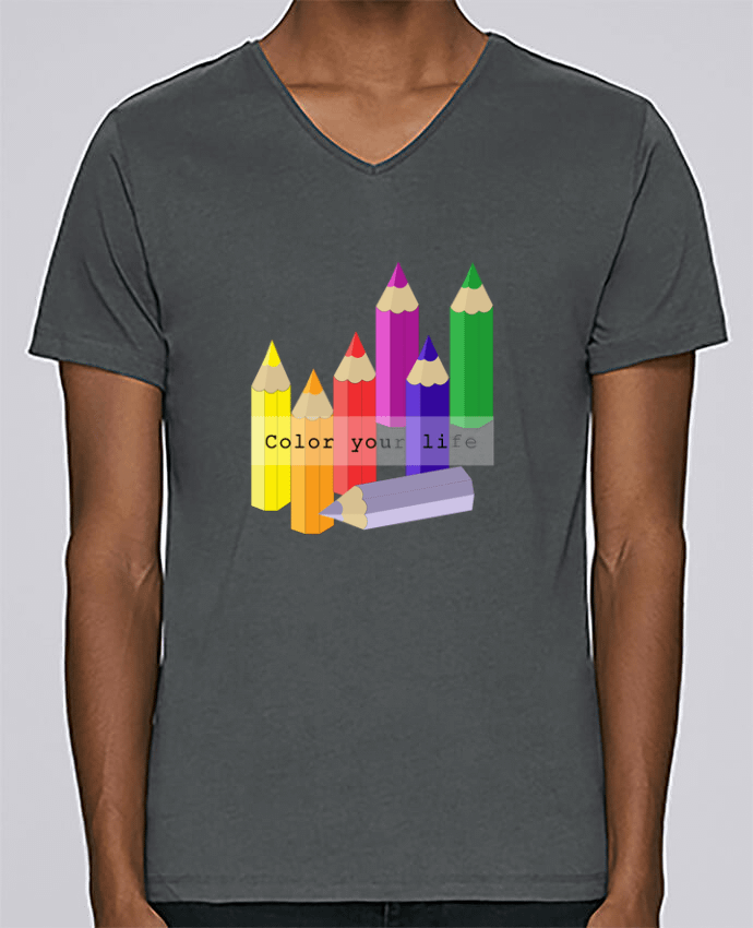 T-Shirt col V Homme design Color your life par Les Caprices de Filles