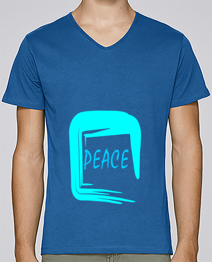T-Shirt col V Homme design Peace par Fanjadesign