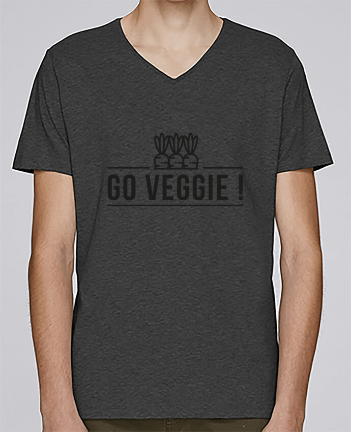 T-Shirt col V Homme design Go veggie ! par Folie douce