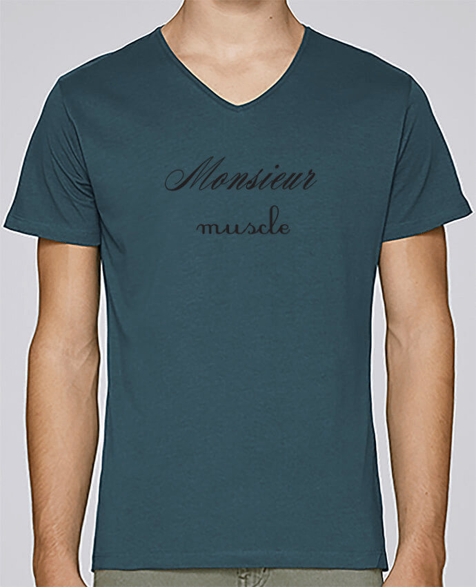 T-Shirt col V Homme design Monsieur muscle par Les Caprices de Filles
