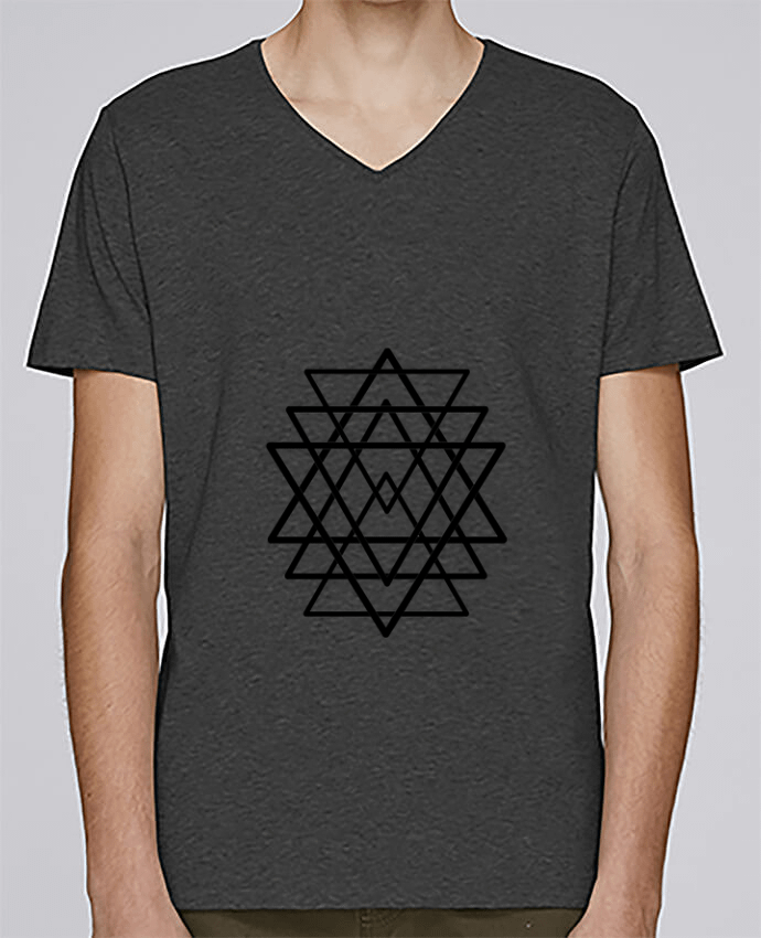 T-Shirt col V Homme design Tatouage géométrique par Wolf Rider