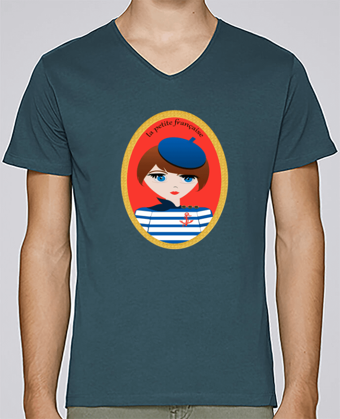 T-Shirt col V Homme design La petite française par Les Caprices de Filles