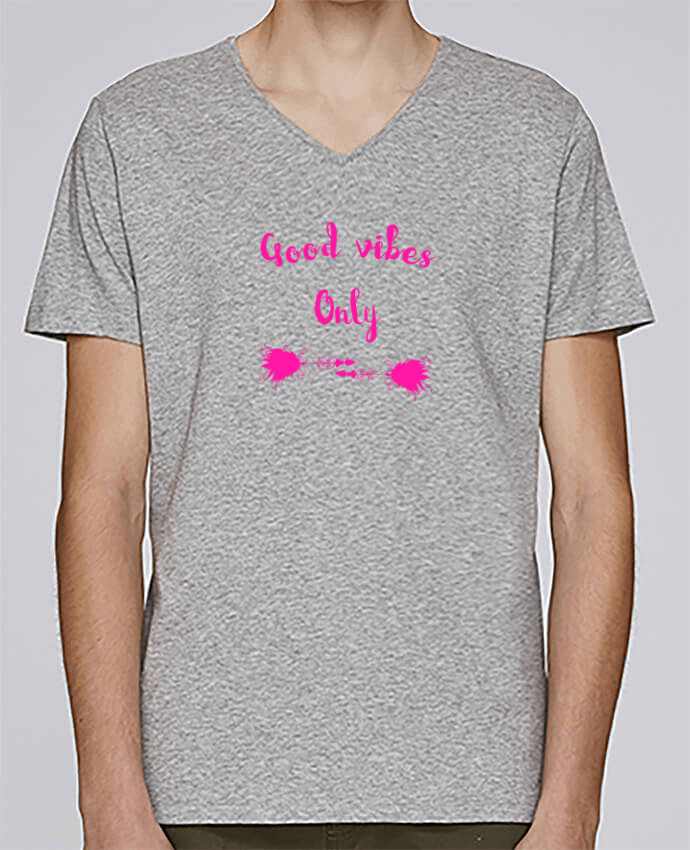 T-Shirt col V Homme design Good vibes only par Les Caprices de Filles