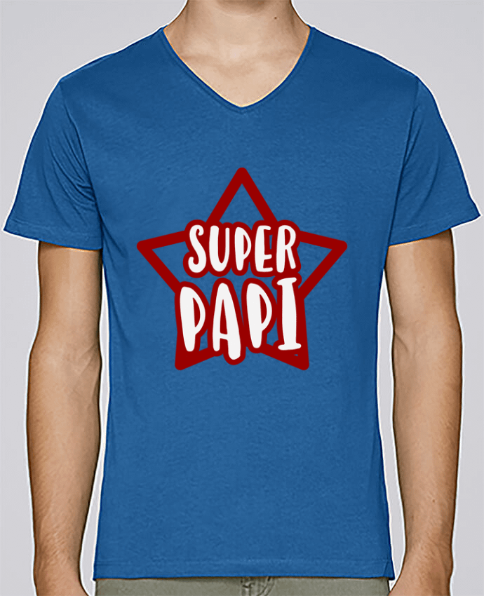 T-Shirt col V Homme design Super papi cadeau par Original t-shirt