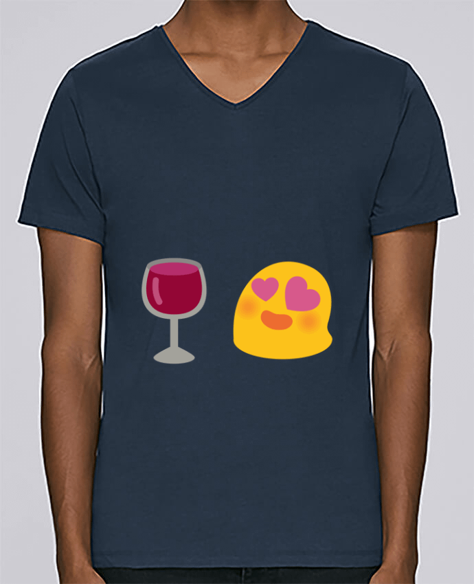 T-Shirt col V Homme design Love wine par Bichette