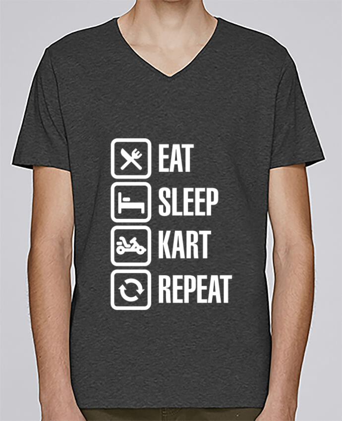 T-Shirt col V Homme design Eat, sleep, kart, repeat par LaundryFactory