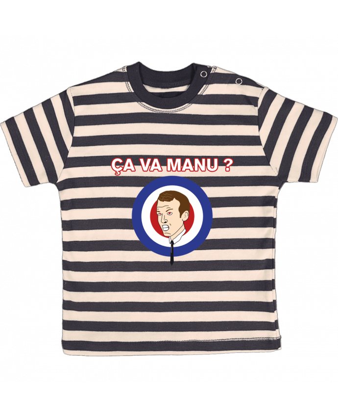 Tee-shirt bébé à rayures Emmanuel Macron ça va manu ? par tunetoo