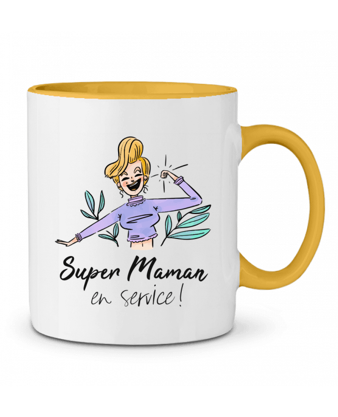 Mug bicolore Super Maman en service ShoppingDLN