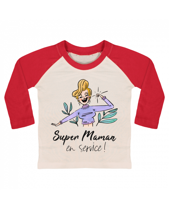 T-shirt baby Baseball long sleeve Super Maman en service by ShoppingDLN