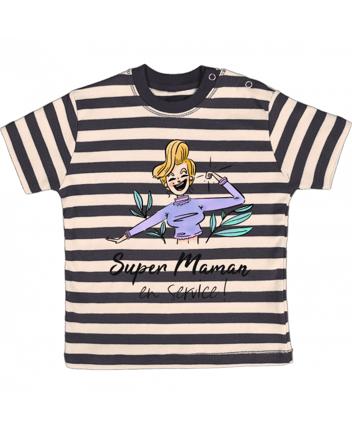 T-shirt baby with stripes Super Maman en service by ShoppingDLN