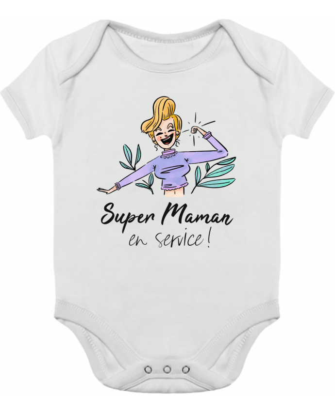 Body bébé manches contrastées Super Maman en service par ShoppingDLN