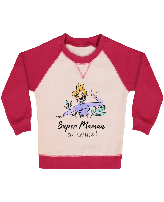 Sweatshirt Baby crew-neck sleeves contrast raglan Super Maman en service by ShoppingDLN