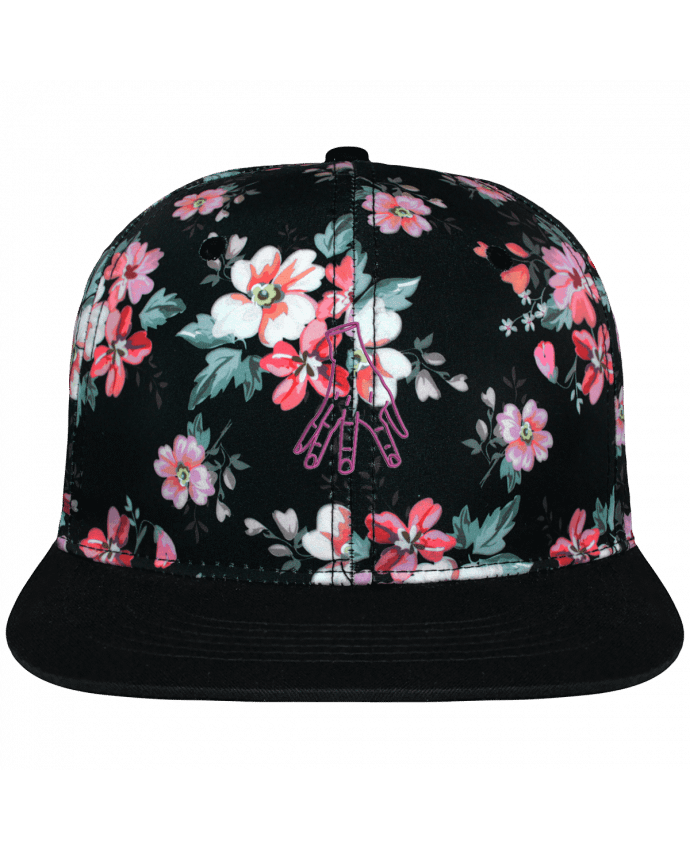 Snapback Cap Black Floral crown pattern Main Famille Adams brodé avec toile motif à fleurs 100% polyester et