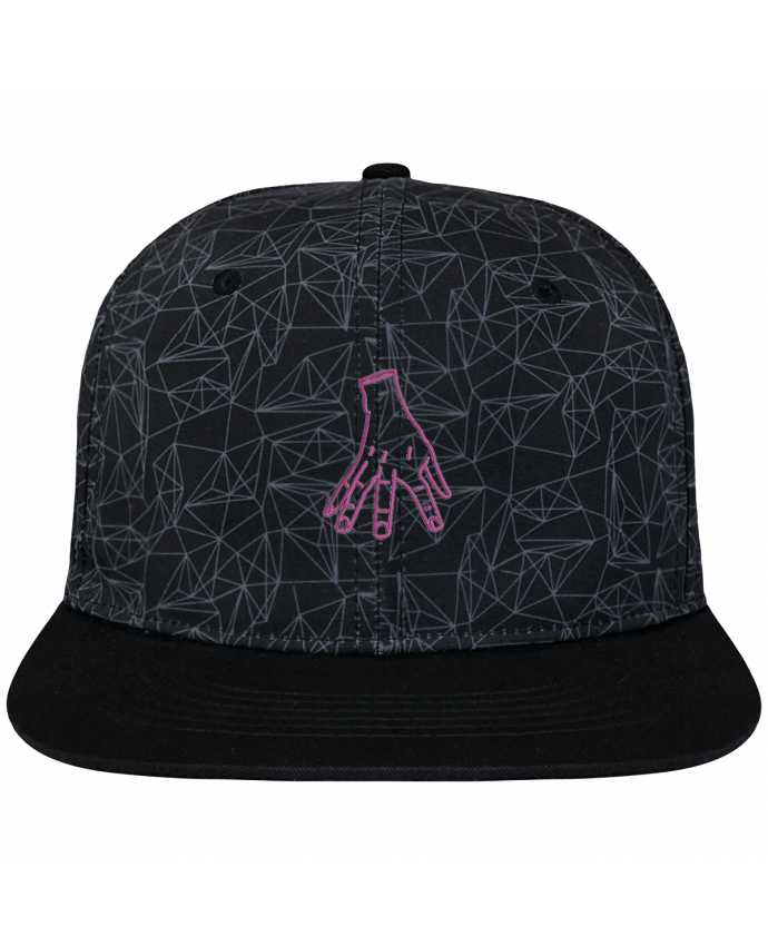 Snapback Cap geometric Crown pattern Main Famille Adams brodé avec toile imprimée et visière noire