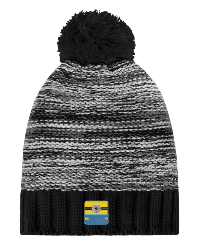 Bonnet pompon slalom Minion carré brodé par tunetoo