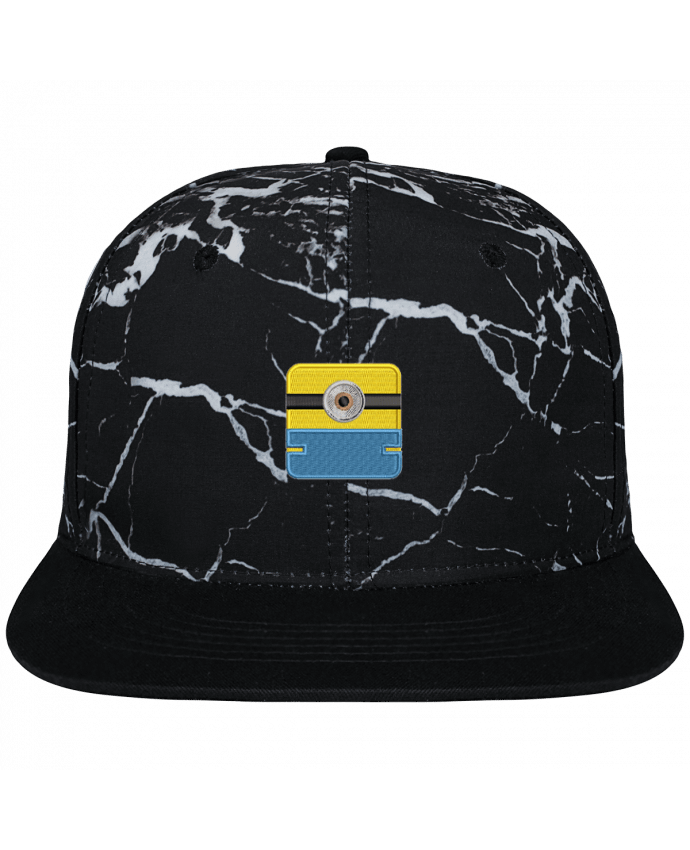 Snapback Cap black mineral Crown pattern Minion carré brodé brodé et toile imprimée motif minéral noir et bl