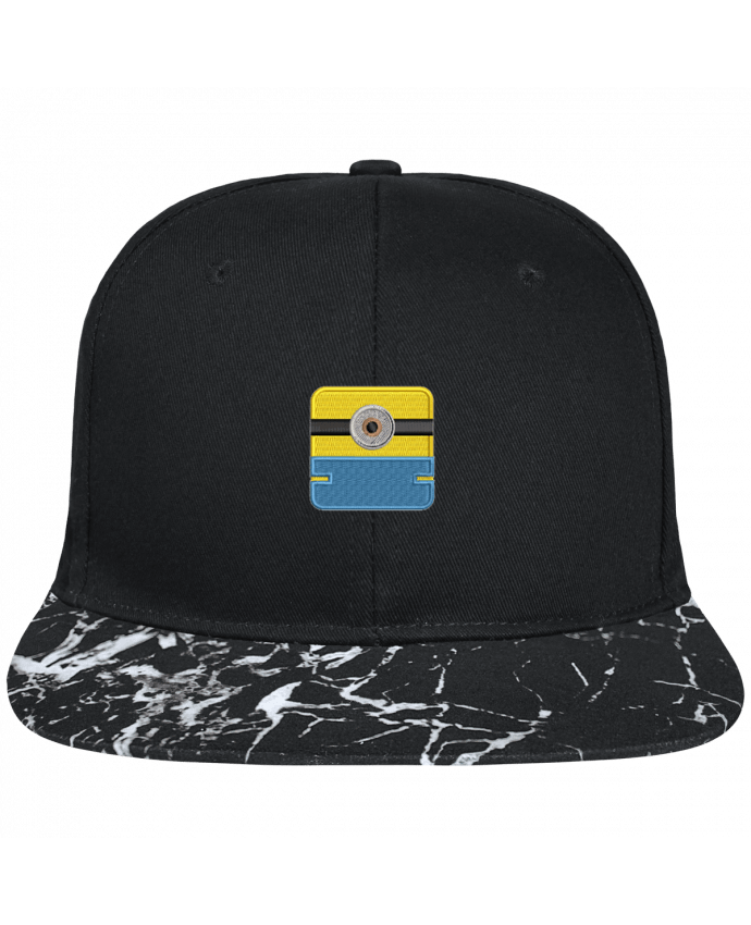 Snapback Cap visor black mineral pattern Minion carré brodé brodé avec toile noire 100% coton et visière impr