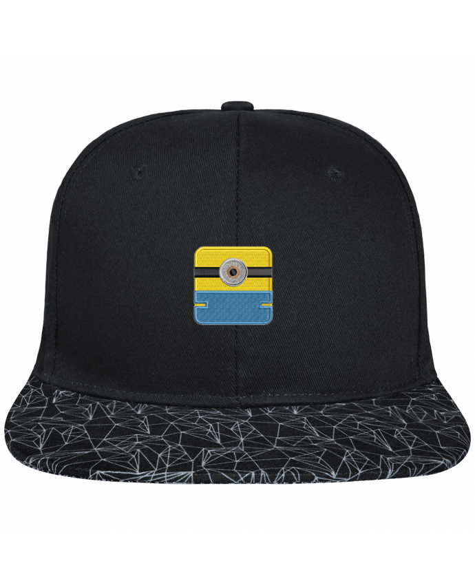 Snapback Cap visor black geometric pattern Minion carré brodé brodé avec toile noire 100% coton et visière i