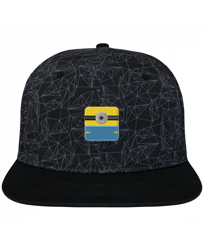Snapback Cap geometric Crown pattern Minion carré brodé brodé avec toile imprimée et visière noire