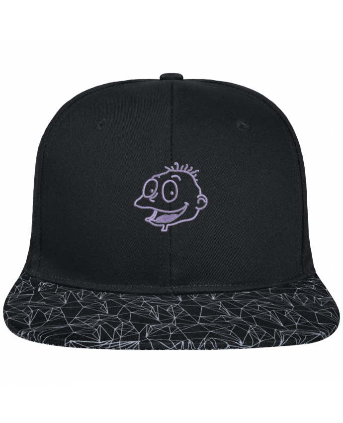 Snapback Cap visor black geometric pattern Razmoket brodé brodé avec toile noire 100% coton et visière impri