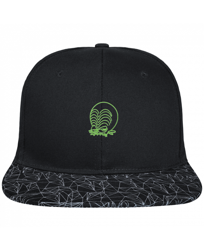 Snapback Cap visor black geometric pattern Zinzin de l'espace brodé brodé avec toile noire 100% coton et vi