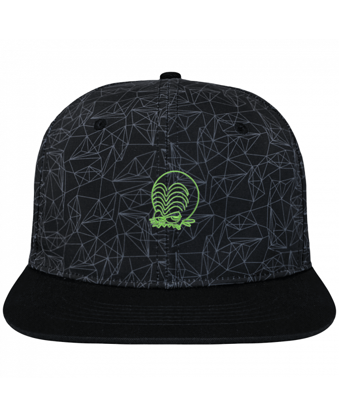 Casquette snapback geometric noire Zinzin de l'espace brodé brodé avec toile imprimée et visière no