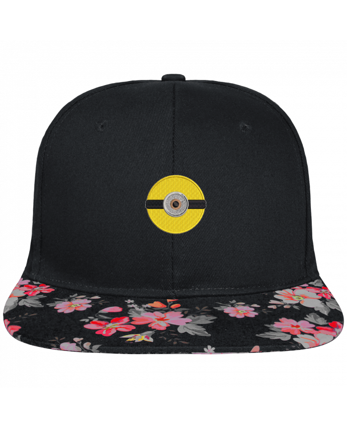 Snapback Cap visor black floral Crown pattern Minion rond brodé brodé et visière à motifs 100% polyester et toile coton