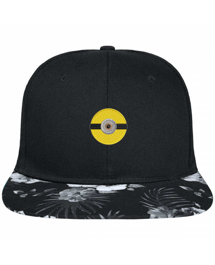 Snapback Cap visor Hawaii Crown pattern Minion rond brodé brodé avec toile noire 100% coton et visière imprimée fleu