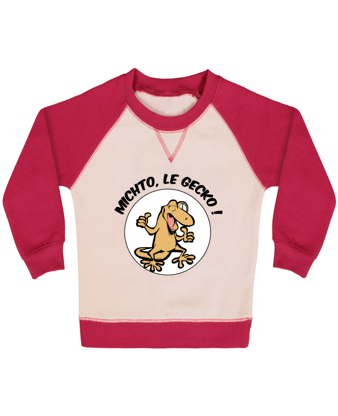 Sweatshirt Baby crew-neck sleeves contrast raglan Michto, le Gecko by Tomi Ax