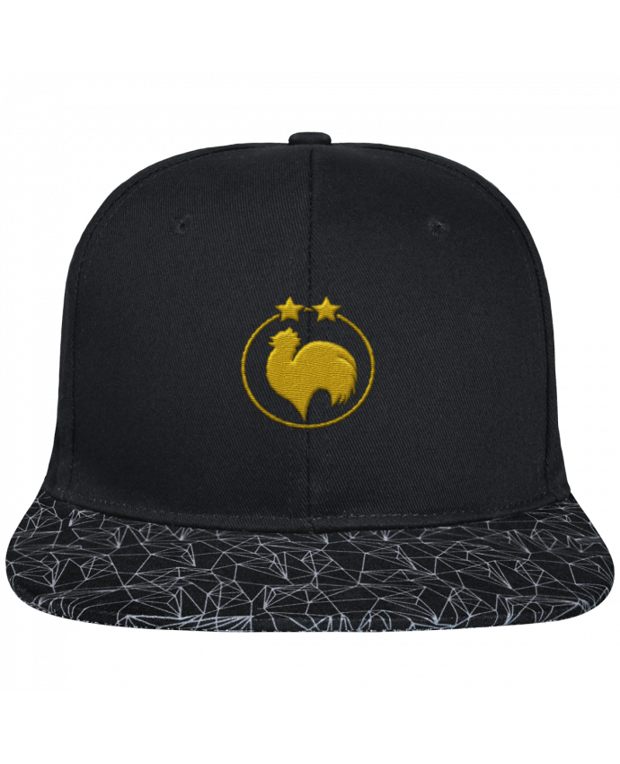 Snapback Cap visor black geometric pattern Champion 2 étoiles brodé brodé avec toile noire 100% coton et vis