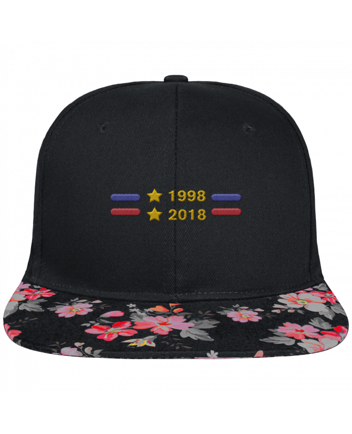 Snapback Cap visor black floral Crown pattern Champions du monde 2018 brodé brodé et visière à motifs 100% polyester et toil