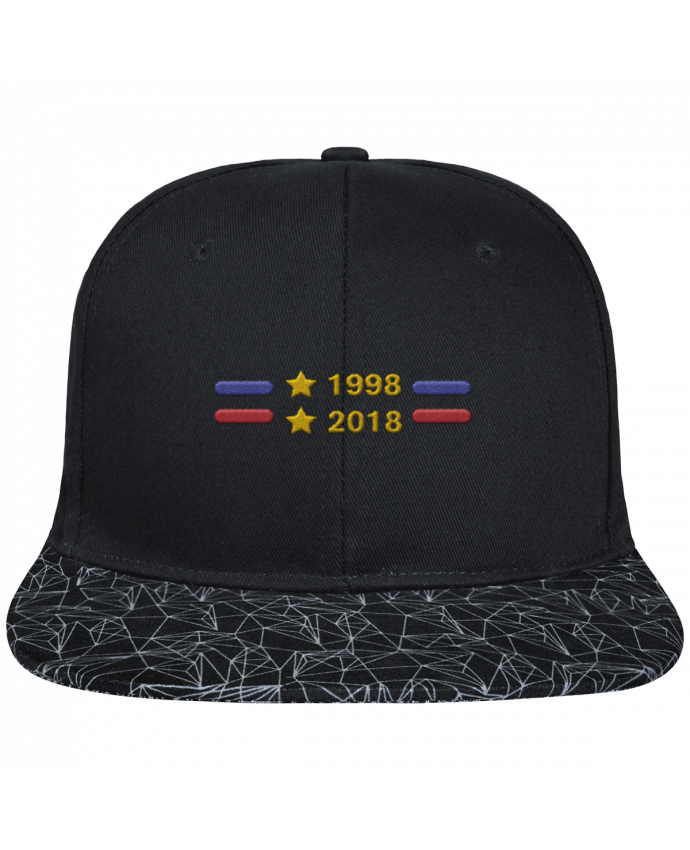 Gorra Snapback Visera Diseño Geométrico Negro Champions du monde 2018 brodé brodé avec toile noire 100% coton e