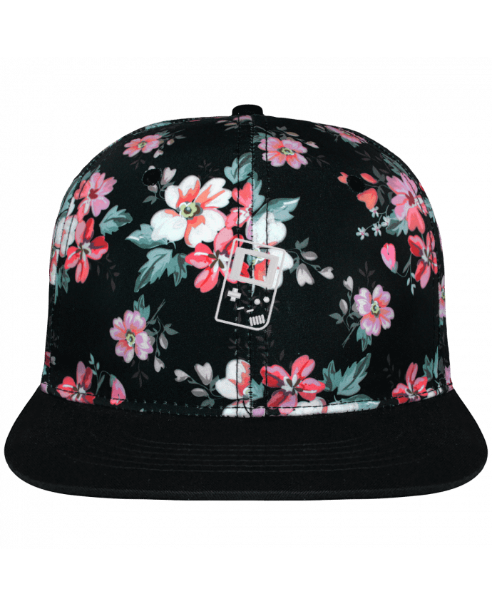 Snapback Cap Black Floral crown pattern Gameboy brodé brodé avec toile motif à fleurs 100% polyester et visi