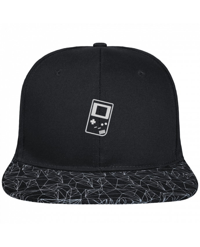 Snapback noire visière géométrique Gameboy brodé brodé avec toile noire 100% coton et visière imprim