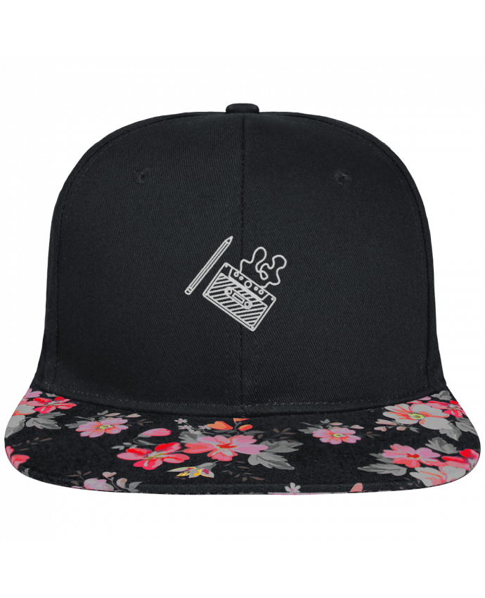 Snapback Cap visor black floral Crown pattern Cassette brodé brodé et visière à motifs 100% polyester et toile coton