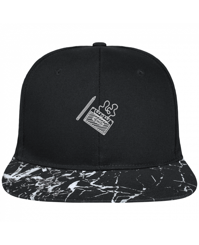 Snapback Cap visor black mineral pattern Cassette brodé brodé avec toile noire 100% coton et visière imprimée