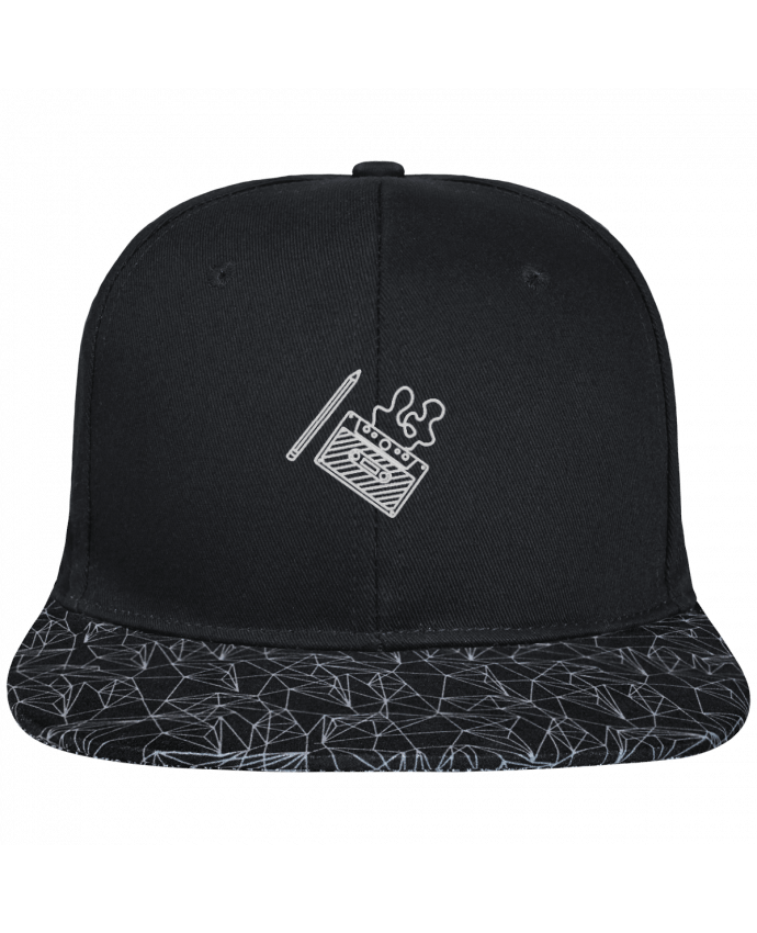 Snapback Cap visor black geometric pattern Cassette brodé brodé avec toile noire 100% coton et visière impri