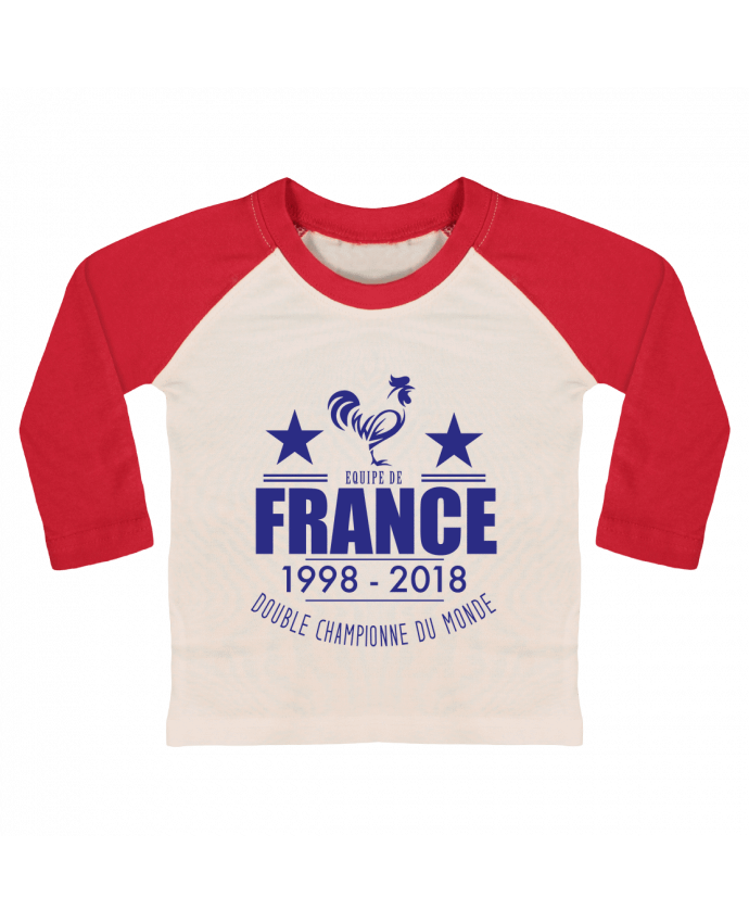 T-shirt baby Baseball long sleeve Equipe de france double championne du monde by Footeez