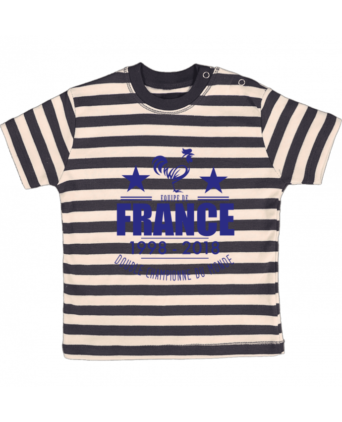 T-shirt baby with stripes Equipe de france double championne du monde by Yazz
